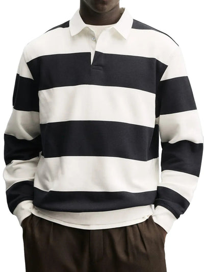 Camiseta Holgada de Rayas con Cuello Relajado y Mangas Largas - Image 22
