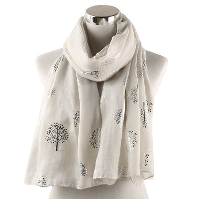 Pañuelo Estampado Plateado Árbol de Alcanfor - Diseño Europeo Moderno para Mujer - Image 14