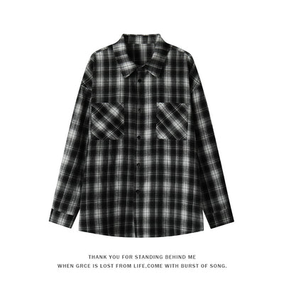 Camisa Casual Retro a Cuadros con Solapa - Image 2