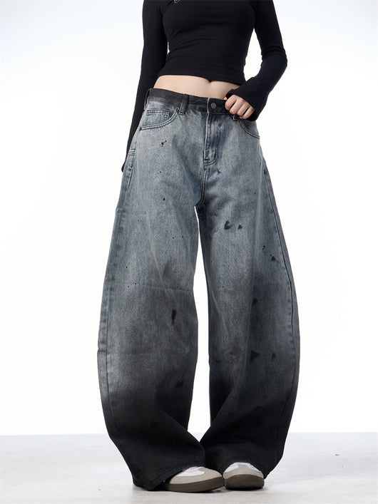 Pantalones Jeans Sueltos Efecto Desteñido con Tinta Splash - Image 14