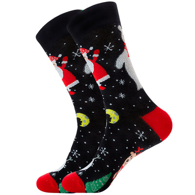 Calcetines Navideños para Hombre - Diseño Alce y Papá Noel en Algodón Premium - Image 85