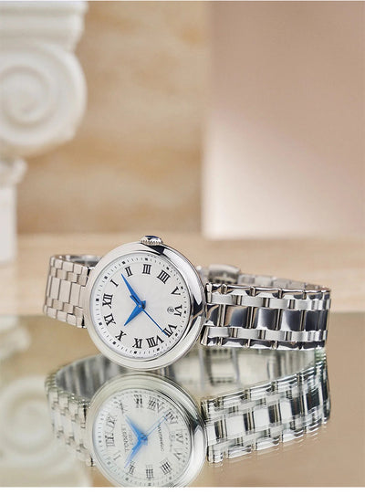 Reloj de Cuarzo con Correa de Acero y Esfera Romana Pequeña en Cuero - Image 14