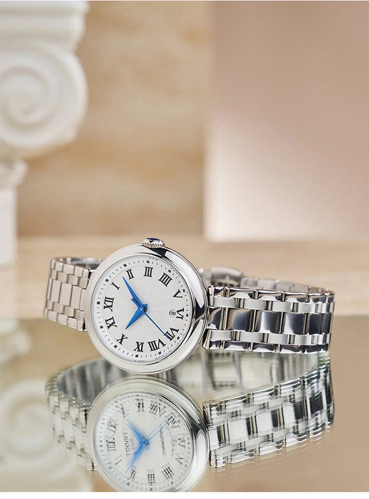 Reloj de Cuarzo con Correa de Acero y Esfera Romana Pequeña en Cuero - Image 14