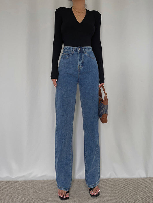 Jeans Talle Alto Efecto Drapeado para Mujer - Colección Otoño - Image 9