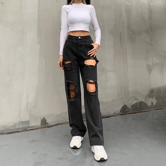 Jeans Casual Rotos con Bordes Crudos para Mujer - Estilo Trendy y Sexy - Image 14