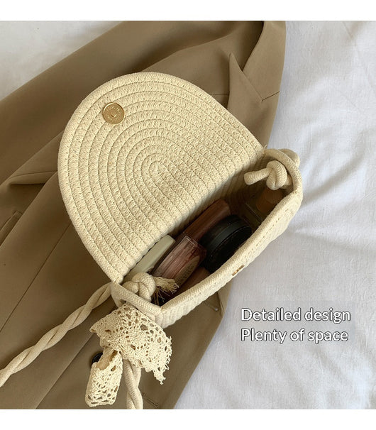 Bolsa Tejida de Algodón con Cuerda - Estilo Casual Artesanal para Verano - Image 14