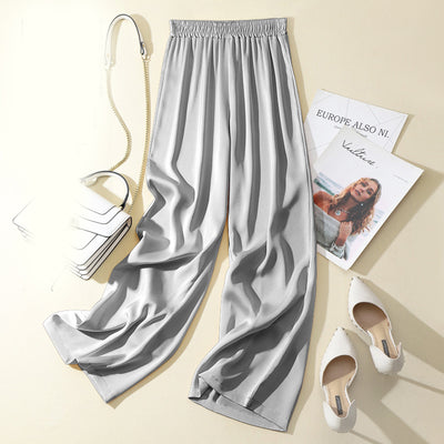 Pantalones Rectos de Acetato y Seda Satinada en Colores Lisos - Image 9