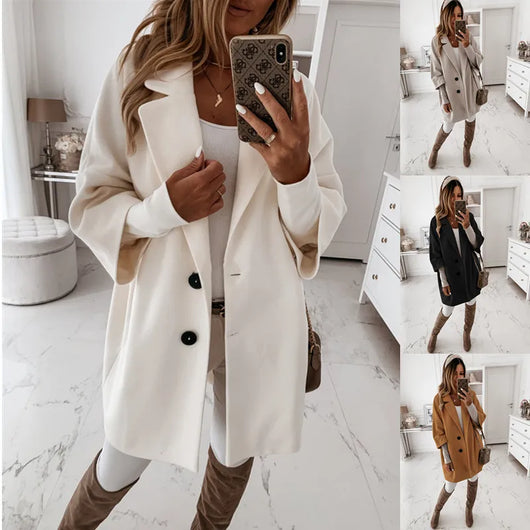 Abrigo Largo de Lana para Mujer Talla 2XL - Diseño Vintage Elegante en Khaki - Image 8