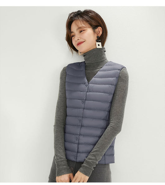 Chaleco Acolchado Ligero para Mujer - Cuello Redondo Cálido y Versátil - Image 29