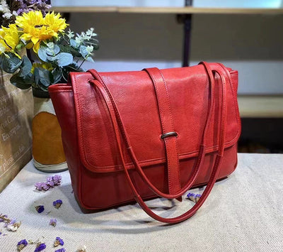 Bolsa Mensajera Retro de Cuero Curtido al Vegetal con Gran Capacidad - Image 4