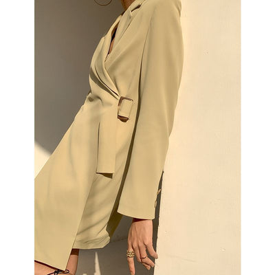 Blazer Suelto Otoño con Cinturón Ajustable y Mangas Largas para Mujer - Image 11