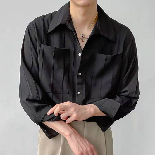 Camisa Manga Larga Lisa para Hombre - Estilo Moderno y Versátil
