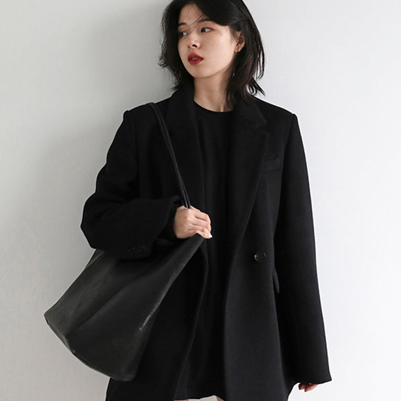 Blazer de Lana para Mujer con Hombros Anchos