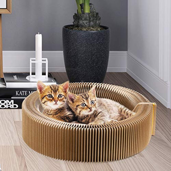 Cama Rascador Plegable para Gatos - Lecho Corrugado Redondo para Gatos Grandes