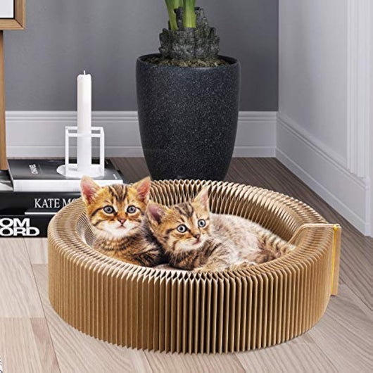 Cama Rascador Plegable para Gatos - Lecho Corrugado Redondo para Gatos Grandes