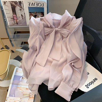 Blusa Chiffon con Moño Francés para Mujer - Corte Holgado y Elegante - Image 7