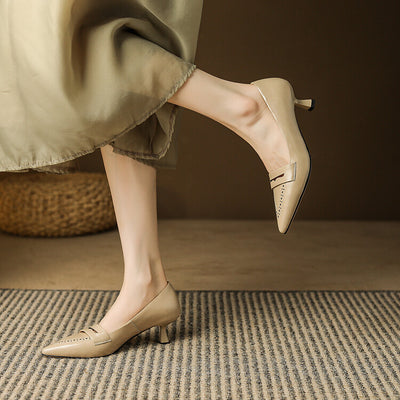 Zapatos de Tacón Medio con Punta Fina y Detalles Calados - Tallas Grandes - Image 37