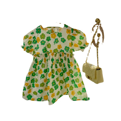 Vestido Infantil Floral de Manga Corta Estilo Princesa - Image 7