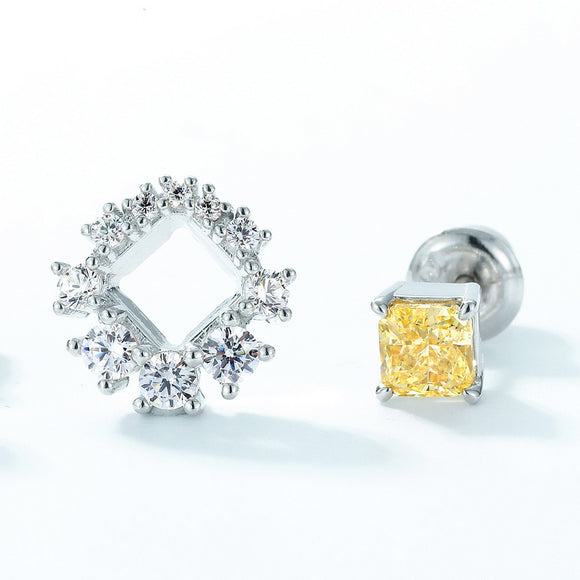 Aretes de Plata S925 Flor de Hielo con Cristales de Alto Brillo para Mujer