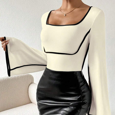 Blusa Mujer Cuello Mao con Mangas Acampanadas - Image 3