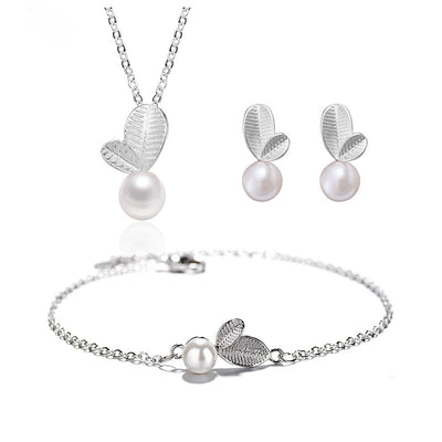 Conjunto de Joyería Perla Hoja Joven - Collar, Aretes y Pulsera para Mujer - Image 5