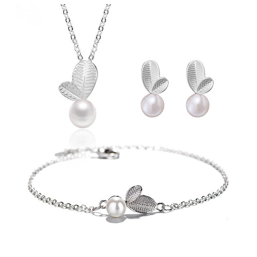 Conjunto de Joyería Perla Hoja Joven - Collar, Aretes y Pulsera para Mujer - Image 5