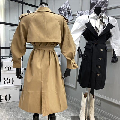Abrigo Suelto Estilo Británico Texturizado Largo a la Rodilla - Image 12