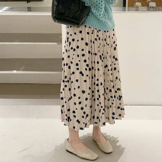 Falda Plisada Cintura Alta Elástica con Estampado de Lunares - Image 8