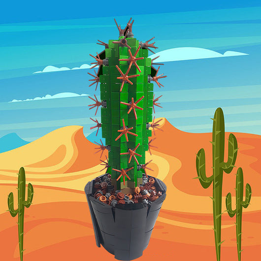 Bloques de Construcción Cactus en Maceta - Juguete Armable de Pequeñas Piezas