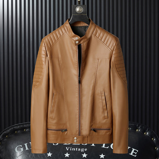 Chaqueta de Cuero PU para Hombre con Detalles de Cremallera
