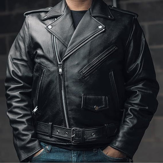 Chaqueta de Cuero para Motociclista - Estilo Clásico y Protección - Image 2