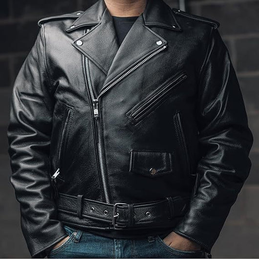 Chaqueta de Cuero para Motociclista - Estilo Clásico y Protección - Image 2