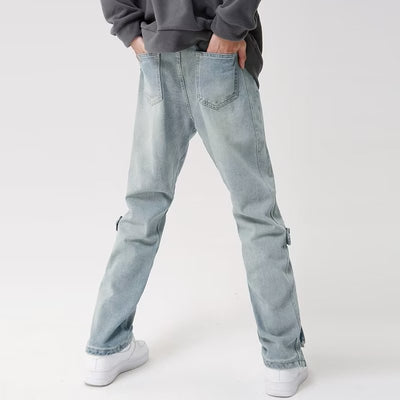 Jeans Vintage de Tiro Alto y Pierna Recta con Cierre Dividido - Image 5