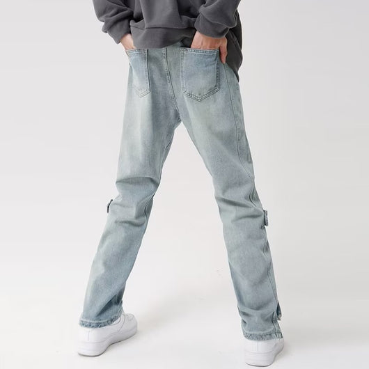 Jeans Vintage de Tiro Alto y Pierna Recta con Cierre Dividido - Image 5