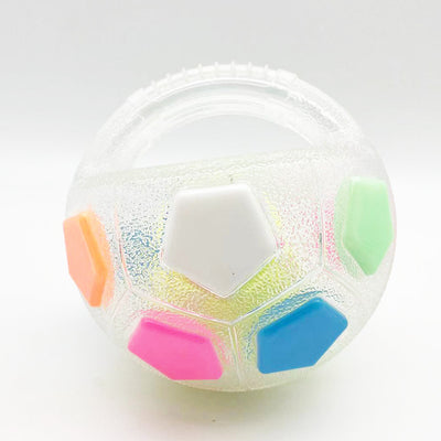 Black and white soccer ball dog toy with a textured handle, designed for interactive play and self-amusement. - Image 9