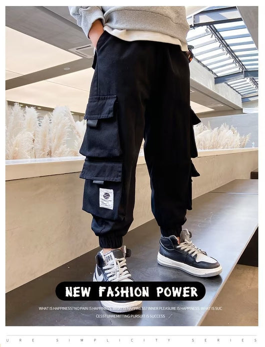 Pantalones Casuales de Trabajo Fleece con Bolsillos Múltiples para Niños y Adolescentes - Image 11