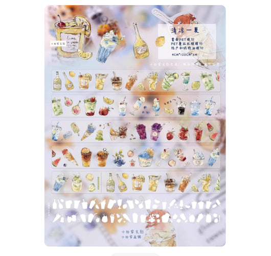 Die-cut PET tape stickers featuring pastel hand-drawn stationery like binder clips, paper clips, notepads, and clothespins. - Image 9