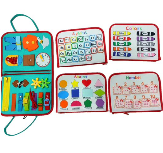 Tablero Educativo Sensorial con Actividades de Abotonado y Vestimenta para Bebés - Image 24