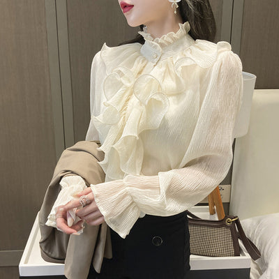Blusa Cuello Mao Estilo Francés para Mujer - Elegancia Clásica - Image 13