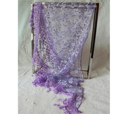 Pañuelo de Seda con Encaje Hueco y Rosa Quemada Triángulo - Image 14