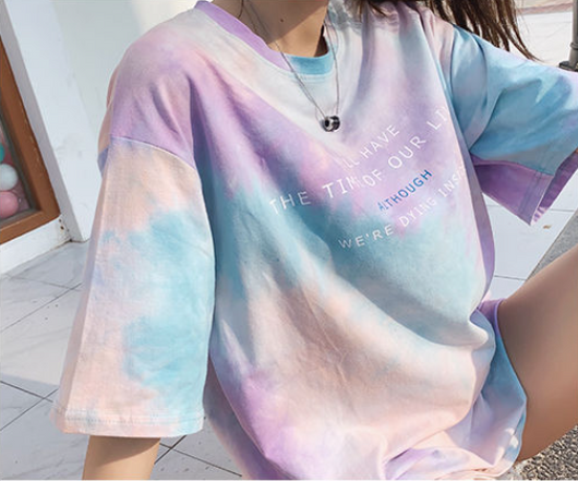 Blusa Suelta Tie-Dye Coreana de Manga Corta para Mujer - Tendencia Ins - Image 7