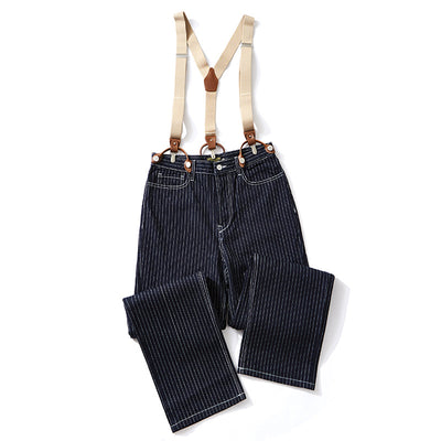 Overol Ancho con Tirantes de Rayas Locomotora - Estilo Vintage Ami Khaki - Image 7