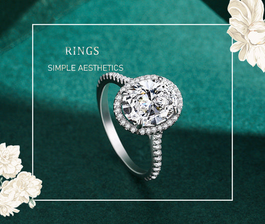 Anillo de Plata 925 con Diamante Huevo de Paloma