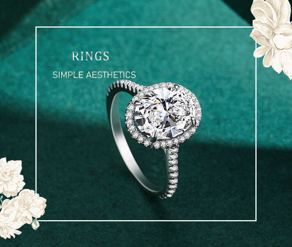 Anillo de Plata 925 con Diamante Huevo de Paloma