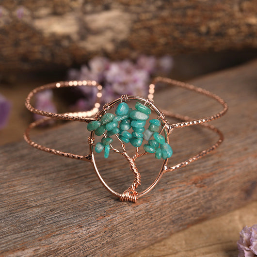 Pulsera de Turquesa Natural con Alambre de Cobre Dorado para Mujer - Image 11