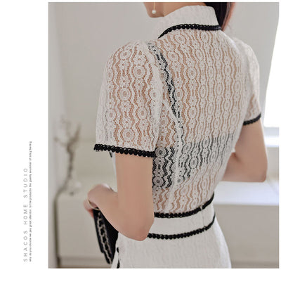 Conjunto Elegante: Blusa de Volantes y Falda Cintura Alta - Image 10