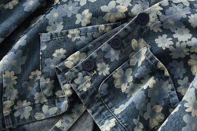 Chaqueta Denim Estampada Mujer Manga Murciélago Suelta - Image 16