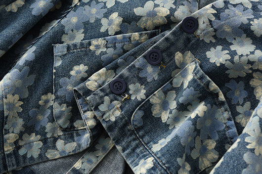 Chaqueta Denim Estampada Mujer Manga Murciélago Suelta - Image 16