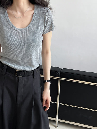 Camiseta Ajustada de Verano para Mujer - Cuello Redondo, Manga Corta y Cintura Definida - Image 19