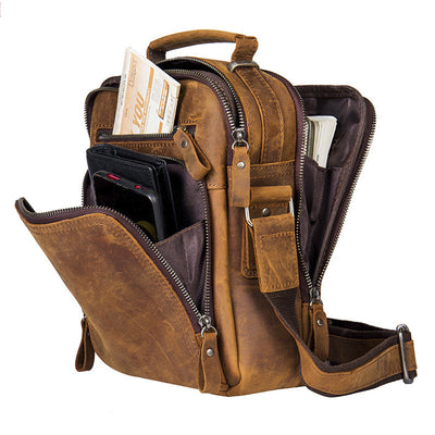 Bolsa Mensajero de Cuero Genuino Vintage Estilo Caballo Loco - Image 3